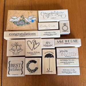 Stampin' Up! Wedding Celebration Rubber Stamps Set 15 & 1 Vintage 1996 Comotion